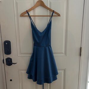 Satin blue dress